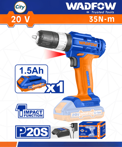 20v লিথিয়াম আয়ন ইমপ্যাক্ট ড্রিল মেশিন 35Nm WADFOW WCDP521_img_0