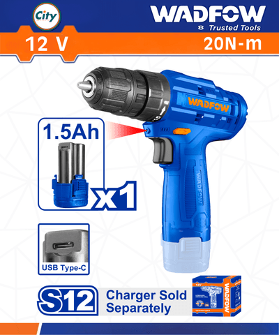 12v লিথিয়াম আয়ন কডলেশ ড্রিল মেশিন 20Nm WADFOW WCDS510_img_0