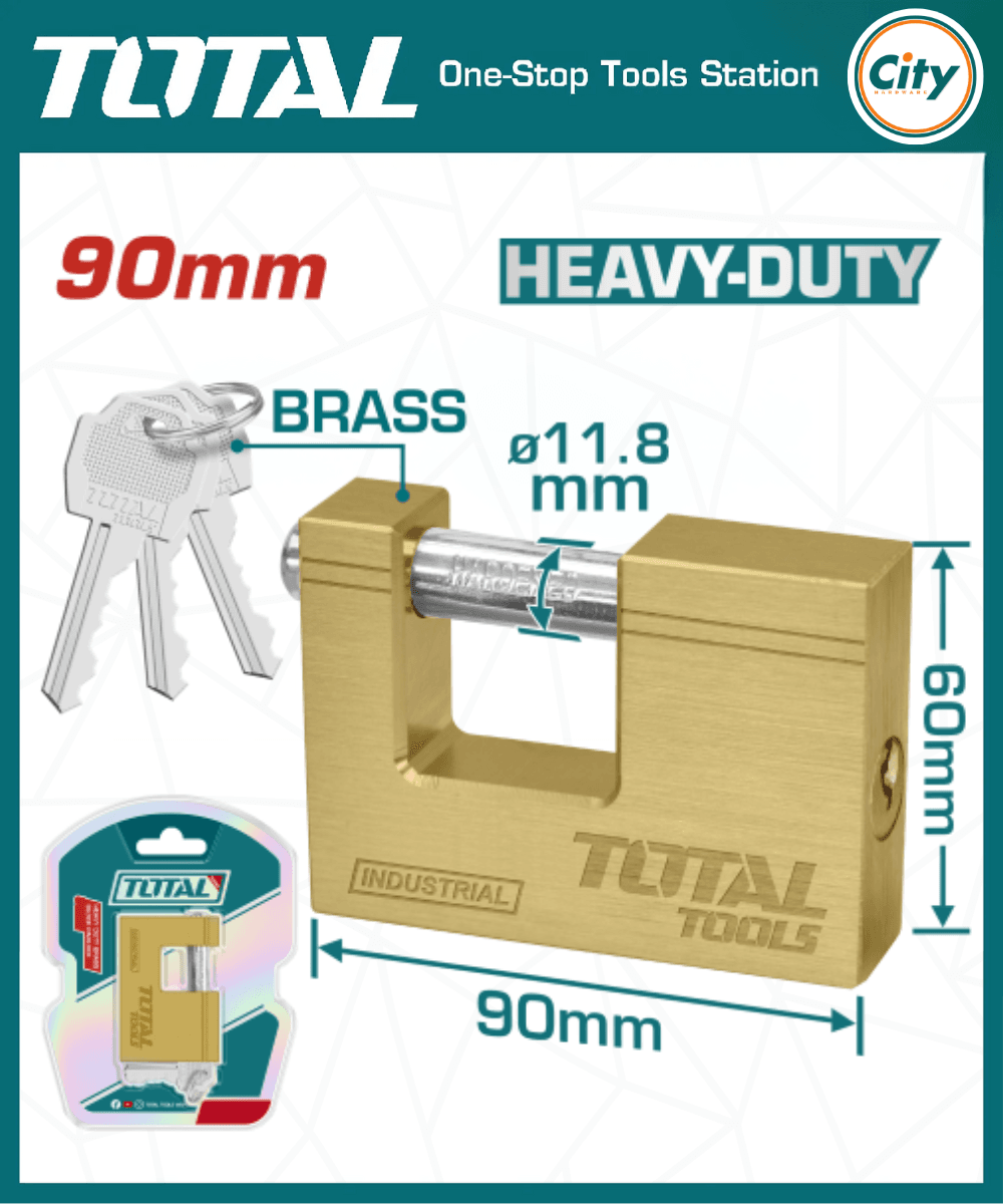 90mm হেভি ডিউটি ​​ব্রাস ব্লক প্যাডলক TOTAL TLK32903