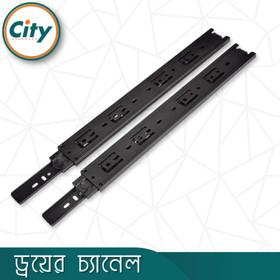 ১ জোড়া ড্রয়ার চ্যানেল বল বিয়ারিং স্লাইডার কালো ৩ পার্ট Drawer Channel_img_3