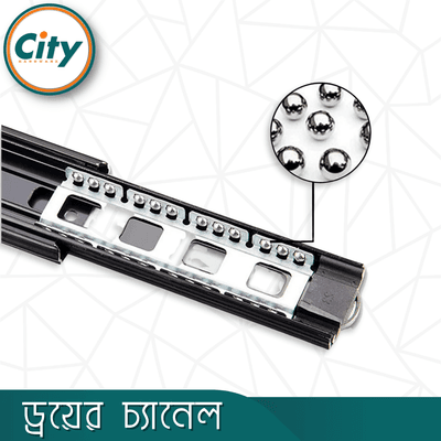 ১ জোড়া ড্রয়ার চ্যানেল বল বিয়ারিং স্লাইডার কালো ৩ পার্ট Drawer Channel_img_5