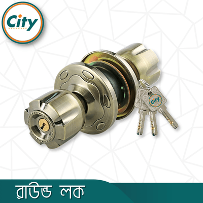 প্রিমিয়াম মানের রাউন্ড লক উচ্চ সুরক্ষার রাউন্ড লক ডোর লক অ্যান্টিক ব্রাশ রঙের দরজার লক_img_1