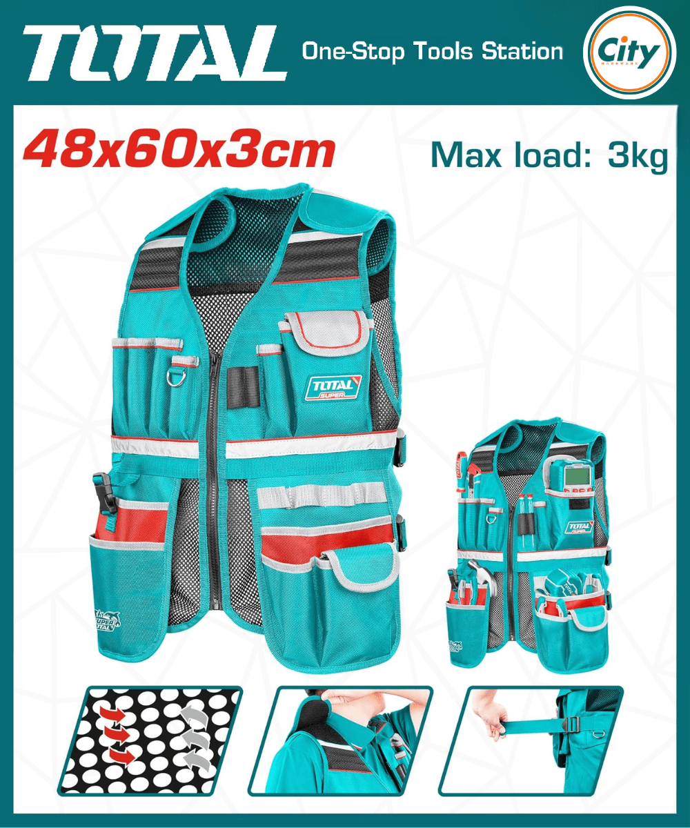 Tool Vest With 17 Pockets TOTAL TOOLS TTVT16025