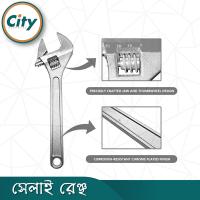 ১০ ইঞ্চি হেভি ডিউটি ​​অ্যাডজাস্টেবল রেঞ্চ অতিরিক্ত ক্ষমতা সহ অ্যাডজাস্টেবল শিফটার মুভেবল স্প্যানার ক্রোম ফিনিশ_img_3