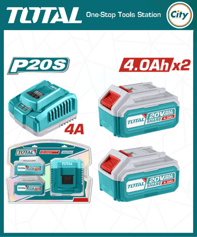 20v লিথিয়াম আয়ন 4.0Ah ব্যাটারি ২ পিস ও চার্জার সেট TOTAL TFBCPK1424_img_0