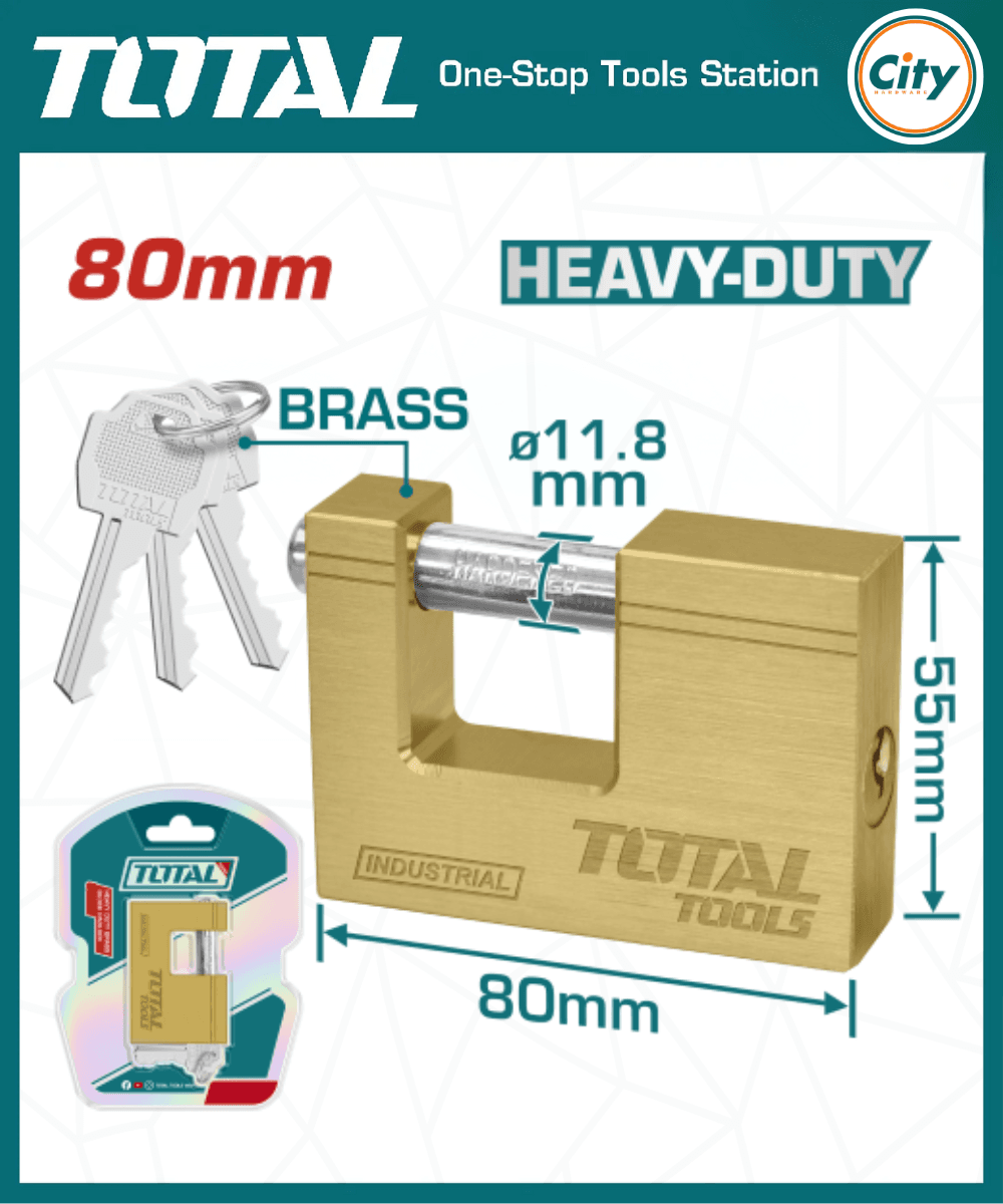 80mm হেভি ডিউটি ব্রাস ব্লক প্যাডলক TOTAL TLK32803