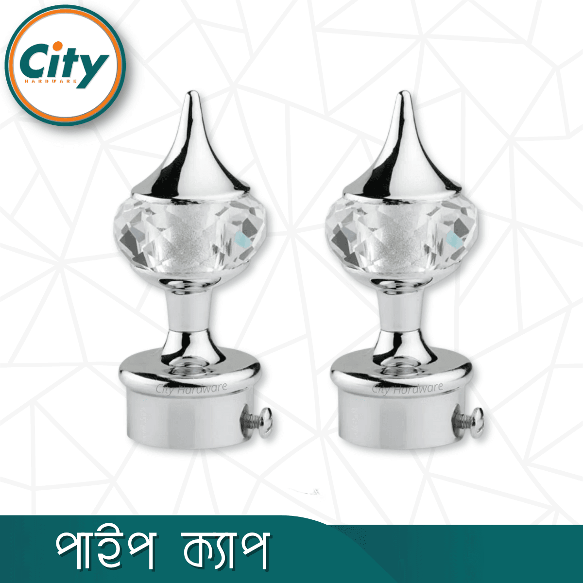 ১ জোড়া (২ পিস) সিপি পালিশ করা ক্রিস্টাল মিনার পর্দার পাইপ কভার পাইপ ক্যাপ ১ ইঞ্চি পাইপের জন্য পর্দা সজ্জা মিনার
