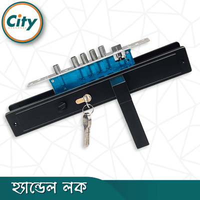 প্রিমিয়াম কুয়ালিটি ডোর লক বড় আকারের হ্যান্ডেল লক অতিরিক্ত নব সহ প্রধান দরজার জন্য কালো রঙের দরজার লক Door Lock_img_1
